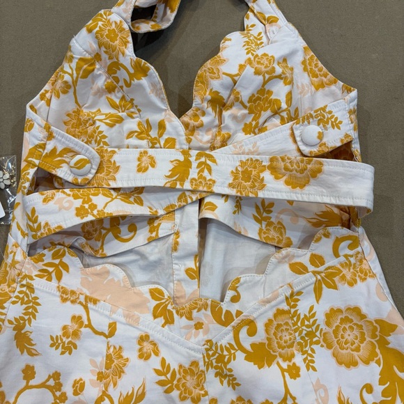 Maeve by Anthropologie Scalloped V-neck Halter Button Down Mini Dress Size 2 NWT - Picture 8 of 16